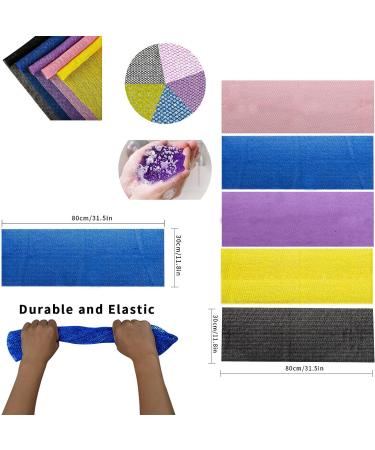 African Exfoliating Net Sponge Set - 4PCS Bath & Body Scrubber for Daily Exfoliation - Long Nylon Shower Sponge in Blue, Black, Yellow & Purple - Buy Online on GoSupps.com