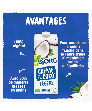 BJORG Organic Light Coconut Cream - Light in Fat - Gluten Free - 200ml - Buy Online on GoSupps.com