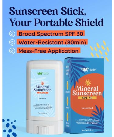 Natural Sunscreen Stick SPF 30 | Broad Spectrum Mineral Sunblock for Face & Sensitive Skin | Zinc Oxide 18% | Travel Size - Buy Online on GoSupps.com