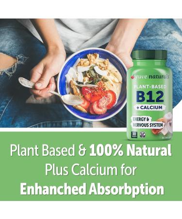 Yuve Vegan B12 with Calcium: 1000mcg Cobalamin Vitamin for Energy & Nervous System Support (30 Tabs) - Buy Online on GoSupps.com