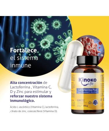 LactoFerrine Plus | 120 Vegetable Capsules | with 500mg Vitamin C | Vitamin D 2000 IU | Zinc Citrate | Supports a Healthy Immune System | Magnesium Stearate Free | Non-GMO - Buy Online on GoSupps.com