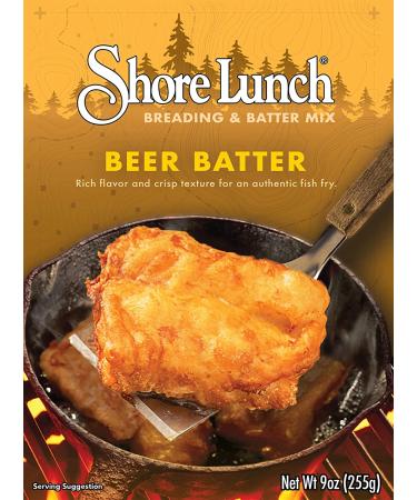 Shore Lunch Beer Batter Mix - Rich Flavor & Crisp Texture for Fish & Chicken - 9 Servings - 9 Ounce Box - Buy Online on GoSupps.com