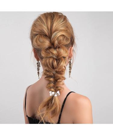 PAGOW 4PCS Black Elastic Hair Scrunchies with Pearls and Crystals | Hair Accessories for Women and Girls - Buy Online on GoSupps.com