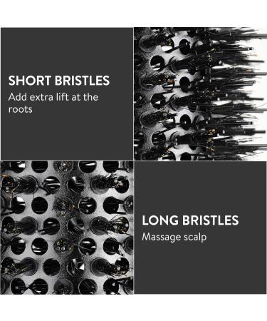 H&S 85mm Round Hair Brush - Natural Boar Bristle - Blow Dry & Quiff Styling - Men & Women - Black - Buy Online on GoSupps.com