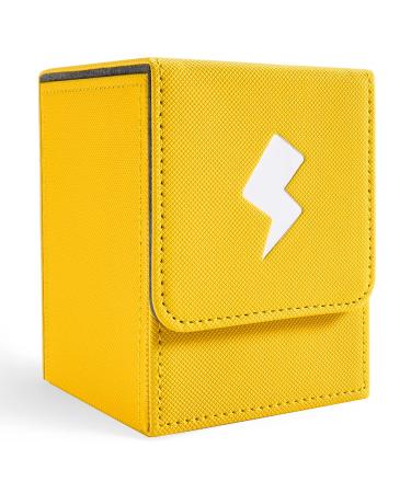 totteri Card Deck Box with 100 Pcs Card Sleeves for Pokemon Trading Card Storage Box Case Fits 100+ Sleeved Cards PVC Free Card Holder for MTG/TCG (Electric Yellow)