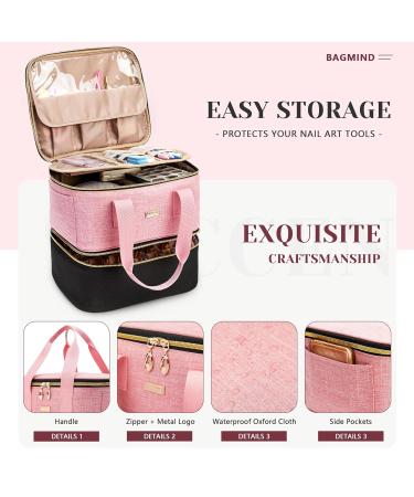 Large Capacity Double Layer Nail Polish Organizer Case - Holds 42 Bottles | Nail Tech Supplies Storage Bag - Stylish Blackpink Design - Buy Online on GoSupps.com