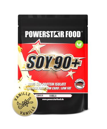 Powerstar Soy 90+ |1kg soy-protein isolate without added sugar |Made in Germany |Genetic engineering unchanged |1000g plant-based protein powder with 93% protein i.tr.|Vegan & Lactose -free |Vanilla vanilla 1 kg (1 Pack)