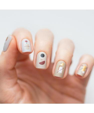 Avoa Beauty Nail Film - Mid Century Magic | Brown Beige White Gold Geometric Nail Art Wraps | 16 Self-Adhesive Long-Lasting Designs for Stunning Nails - Buy Online on GoSupps.com