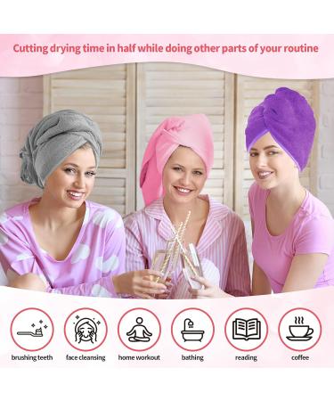 HOMERHYME Hair Drying Towel 3 Pack - Quick Dry, Highly Absorbent & Anti Frizz Hair Turban for Wet Curly Long Hair - Buy Online on GoSupps.com