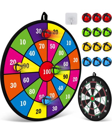 NATGGZ Double Sided Dart Board with 12 Sticky Balls - Excellent Indoor Game and Party Games - Dart Board Toys Gifts for 5 6 7 8 9 10 11 12 Year Old Boy Kids