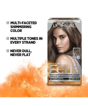 L'Oreal Paris Feria Multi-Faceted Shimmering Permanent Hair Color  T53 Moonlit Tortoise (Cool Medium Brown)  Pack of 1  Hair Dye 1 Count (Pack of 1) BLACKS & BROWNS T53 Moonlit Tortoise (Cool Medium Brown) - Buy Online on GoSupps.com