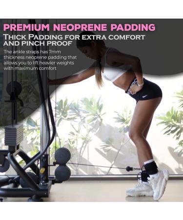 Padded Ankle Strap for Cable Machine - Adjustable Leg Straps for Gym Workouts - Black/Pink Ankle Cuffs for Glute Exercises - Buy Online on GoSupps.com