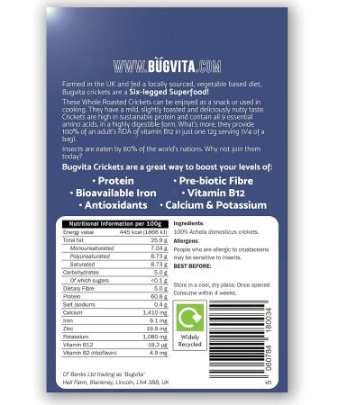 UK Farmed Crunchy Whole Roasted Crickets 48g - Nutrient-Rich Six-Legged Superfood | Edible Insects - Buy Online on GoSupps.com
