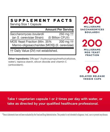Jarrow Formulas Saccharomyces Boulardii + MOS | 5 Billion CFU | 90 Veggie Capsules - Buy Online on GoSupps.com