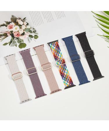 Adjustable Braided Solo Loop Apple Watch Band 38mm/40mm/41mm - Starlight/Pink | Elastic Sport Wristband for iWatch Series 8-1 SE - Buy Online on GoSupps.com