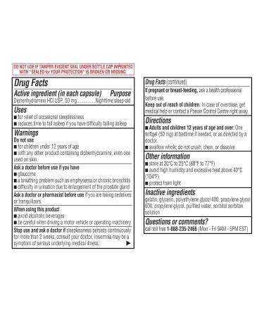A+Health Dye-Free Nighttime Sleep Aid Diphenhydramine HCl 50mg Softgels Maximum Strength 120 Count - Buy Online on GoSupps.com