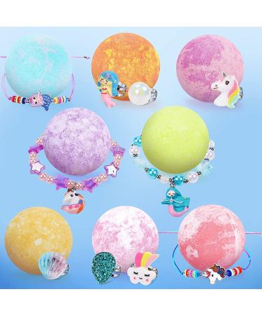 Kids Bath Bombs 8 Pack Gift Set - Handmade Bubble Spa Fizzies with Surprise Jewelry Inside - Perfect for Women, Girls - Unicorn Mermaid Rings Bracelets - Ideal Birthday Gift - Buy Online on GoSupps.com