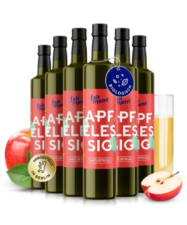 Fairy apple cider vinegar 3 liters - organic natural cloudy with the vinegar mother unpasteurized lively and unfiltered - Apple Cider Vinegar from German production (6x 500 ml 3 l (6 Pack)) 500 ml (6 Pack)