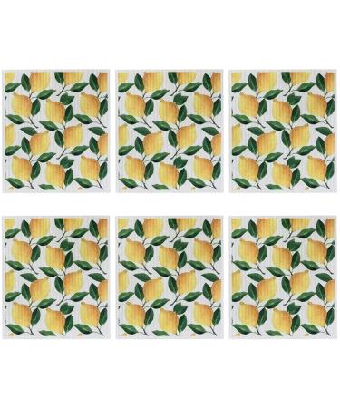 6Pcs Reusable Paper Towels Lemon Print Dish Towels for Kitchen Soft and Absorbent Dish Cloths Quick Drying Dish Rags Cleaning Supplies