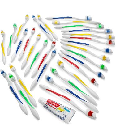 Variety Savings 150 Toothbrushes Bulk Wholesale Quantity Standard Size  Dental Care Toiletries  Medium Soft Bristles  Individually Wrapped  Homeless Care  Disposable Use  Hotels  Travel