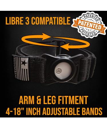 Adjustable 4-18 Inch Freedom Band for Freestyle Libre 3 Transmitter - Black - Buy Online on GoSupps.com