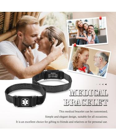 Customizable Emergency Medical Alert Bracelets for Men & Women - Durable Titanium Steel Free Engraving & Adjustable Design - Buy Online on GoSupps.com