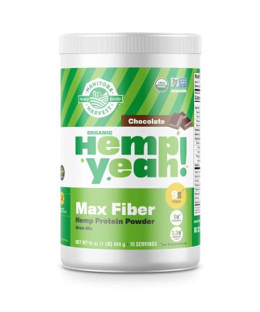 Manitoba Harvest Organic Hemp Pro Fiber Protein Powder, Chocolate, 16oz with 10g of Fiber & 8g Protein per Serving, Preservative-Free