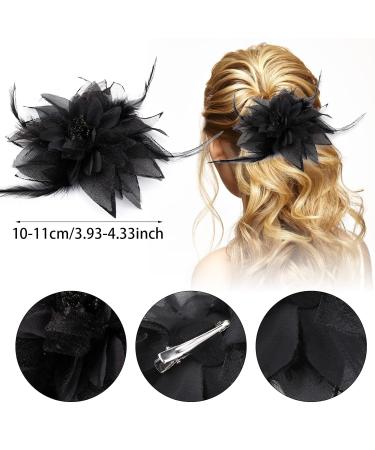 Buy Sibba Flower Hat Clip & Butterfly Corsage Hair Accessory - Perfect for Tea Parties & Valentine's Day | Stylish Black Floral Headband Set - Buy Online on GoSupps.com