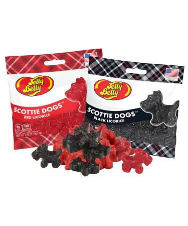 Jelly Belly Red and Black Licorice Scottie Dogs Duo pack 100g - Christmas & Holidays Candy - Vegan Candy Dairy Free Snacks Kosher Candy Gluten Free Fat-Free Peanut-Free Candy Treat for Kids & Families Stocking Stuffers for Teens