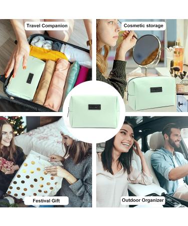 MAANGE Small Green PU Leather Makeup Bag for Women | Travel Cosmetic Pouch with Zipper | Portable & Versatile - Buy Online on GoSupps.com