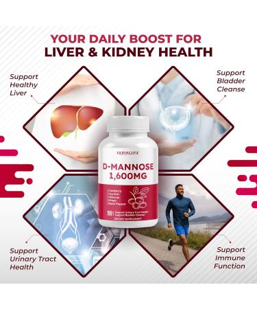 D-Mannose with Cranberry Uva Ursi Hibiscus Ginger Black Pepper - Supports Urinary Tract Health Bladder Cleanse - Made and Tested in The USA 150 count (pack of 1) - Buy Online on GoSupps.com