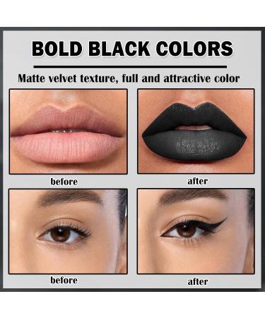 NVLEPTAP Lip Color Set - Matte Black Lipstick Lip Liner Gloss & Stain for Goth Cosplay & Halloween Makeup - Buy Online on GoSupps.com