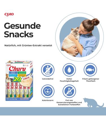 Inaba Churu Puree Katzeneckerli Multipack - 20 Tubes of Tuna Chicken & Seafood Treats for Cats | 14g Each - Buy Online on GoSupps.com