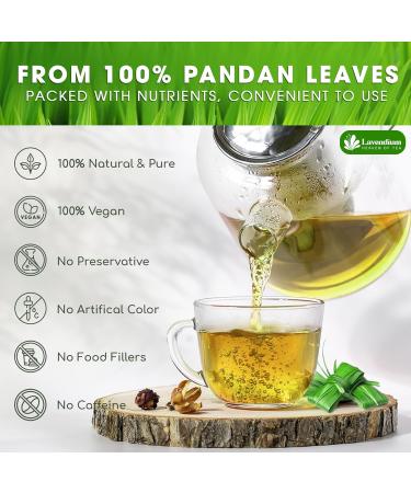 Lavendium Premium 30 Pandan Leaf Tea Bags 100% Natural & Pure from Pandan Leaves. Loose Leaf Pandan Herbal Tea. Made with Natural Material Tea Bags. No Sugar No Caffeine No Gluten Vegan. - Buy Online on GoSupps.com