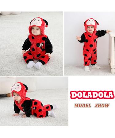 Doladola Unisex Baby Ladybug Romper | 3-6 Months Flannel One Piece Pajamas - Buy Online on GoSupps.com