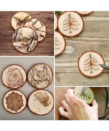 20Pcs 3.5-4 Inch Natural Wood Slices with Bark for DIY Crafts - Kids Arts, Coasters, Ornaments, Rustic Wedding Decor - Buy Online on GoSupps.com
