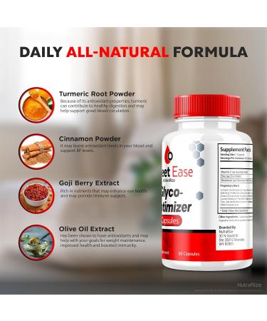 Sweet Ease Glyco Optimizer Capsules - Natural Blood Support & Glycogen Relief (60 Capsules) | International Shipping Available - Buy Online on GoSupps.com