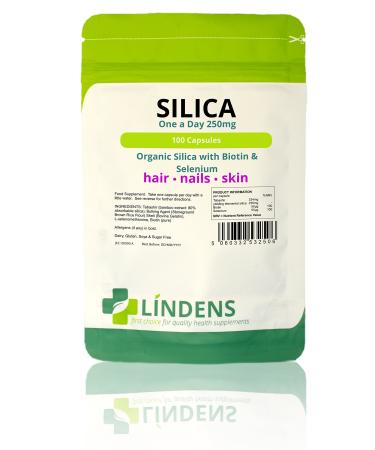 Silica 250mg 100 Capsules 1 a day, for Hair and Nails - adds strength and shine - super high strength by Lindens