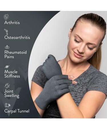 iMedic Arthritis Gloves - 1 Pair Compression Fingerless Gloves for Women & Men - Medium Grey - Buy Online on GoSupps.com