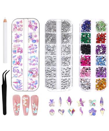 Flat glitter stones nails tikplus rhinestones nail back crystal nail stones with dotting pen and tweezers for DIY nail art nails rhinestone 2