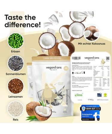 Buy Vegardians Vegan Protein Powder Coconut (900g) - Creamy Delicious Soy & Wheat Free - Innovative Plant-Based Protein - Buy Online on GoSupps.com
