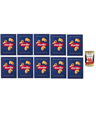 Italian Gourmet E.R. Barilla Pipe Rigate No. 91 Pack of 10 100% Italian pasta 500g + Italian gourmet Polpa 400g