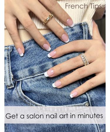 Buy Semi Cured Gel Nail Strips - Classic French 20pcs | DIY Gel Nail Wraps UV for Home Use | Nude Transparent - Buy Online on GoSupps.com