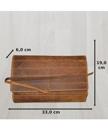 Flevado XXL Large Unisex Multifunctional Tool & Cosmetic Bag | Full Leather Organizer - Brown - Buy Online on GoSupps.com