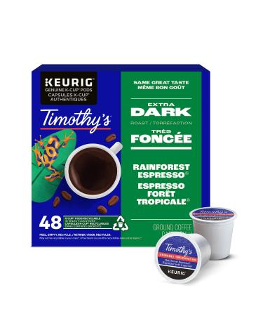 Timothy's Rainforest Espresso K-Cup Coffee Pods 48 Count For Keurig Coffee Makers Rainforest Espresso 48 count (Pack of 1)