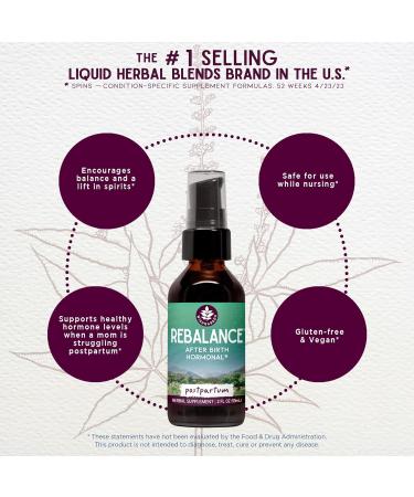 Buy WishGarden Herbs ReBalance After Birth - Plant-Based Herbal Supplement for Hormonal Balance - Vitex Berry & Motherwort - 4oz | Supports Postpartum Health - Buy Online on GoSupps.com