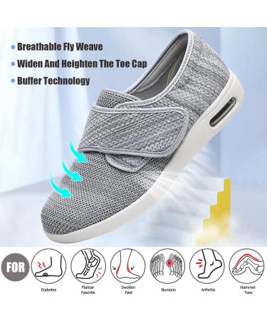 Men's Diabetic Air Cushion Slip-On Walking Shoes - Orthopedic Support for Swollen Feet - Velcro Closure - Black - Buy Online on GoSupps.com