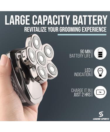 6-in-1 Cordless Comfort Head Shaver for Bald Men - Waterproof Electric Razor with Clippers Trimmers and Massager - Perfect Gifts for Men - Buy Online on GoSupps.com