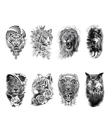 Realistic Black Half Arm Fake Tattoos - 8 Sheets Temporary Tattoo for Men, Women, and Kids Waterproof - Buy Online on GoSupps.com