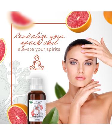HBNO Organic Grapefruit Essential Oil - USDA Certified 1 oz (30ml) for Aromatherapy DIY & Fragrances - Cold Pressed Quality - Buy Online on GoSupps.com